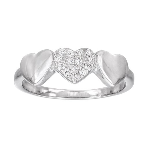 Ring i äkta silver med hjärtan