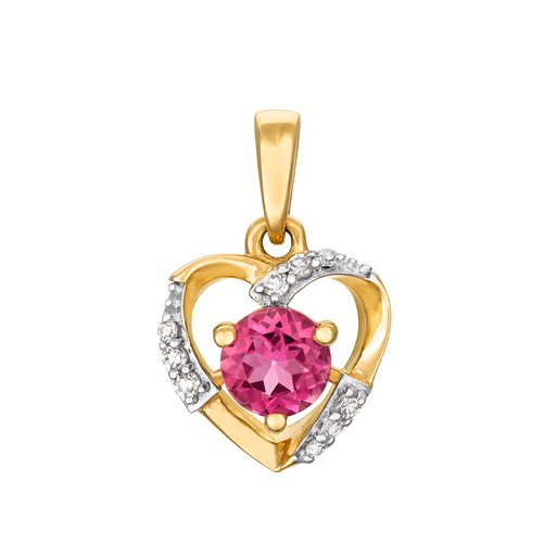 Diamanthänge i 18K guld  med rosa topas