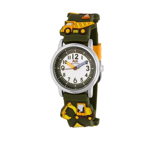 Barnklocka med grävmaskin motiv