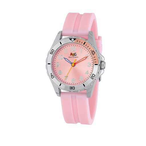 Barnklocka med rosa silikonband