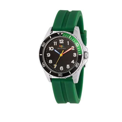 Barnklocka med grönt silikonband