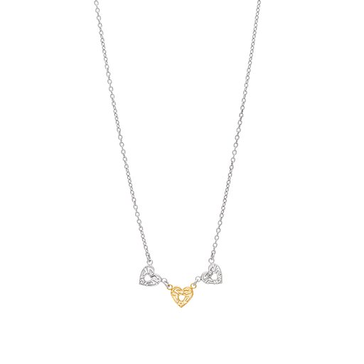 Halsband i äkta silver med tre hjärtan