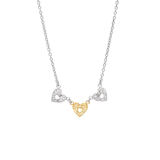 Halsband i äkta silver med tre hjärtan