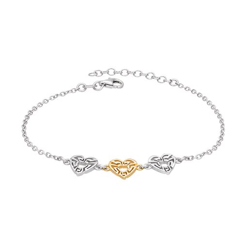Armband i äkta silver med tre hjärtan