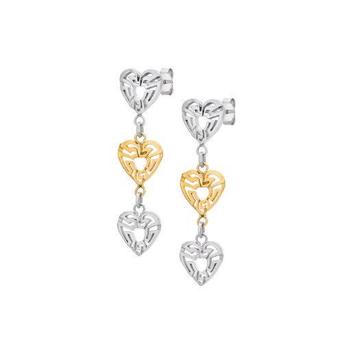 Örhängen i äkta silver med tre hjärtan