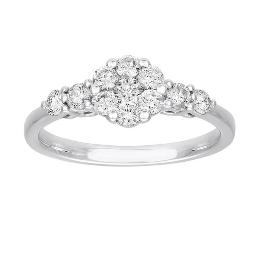 Diamantring i 18K guld med sidostenar