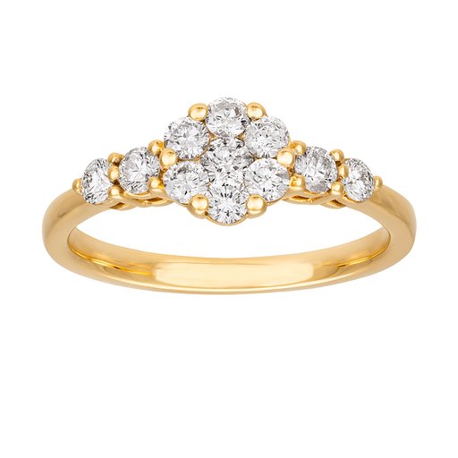 Diamantring i 18K guld med sido stenar