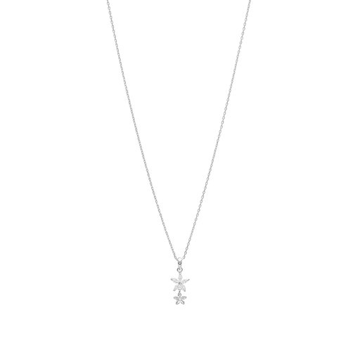 Halsband i äkta silver med två blommor