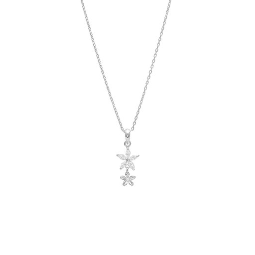 Halsband i äkta silver med två blommor
