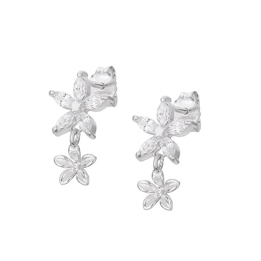 Örhängen i äkta silver med två blommor