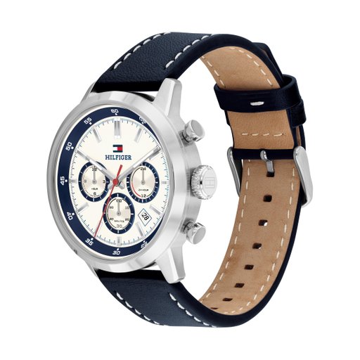 Stålklocka med läderband