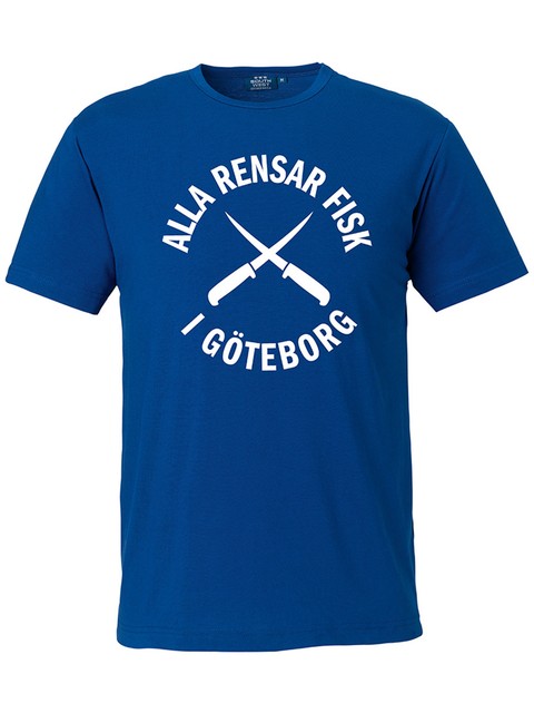 T-shirt Herr, Blå - Alla Rensar Fisk (stor logo)