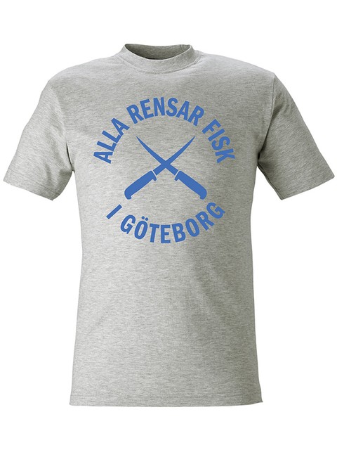 T-shirt Herr, Grå - Alla Rensar Fisk (stor logo)