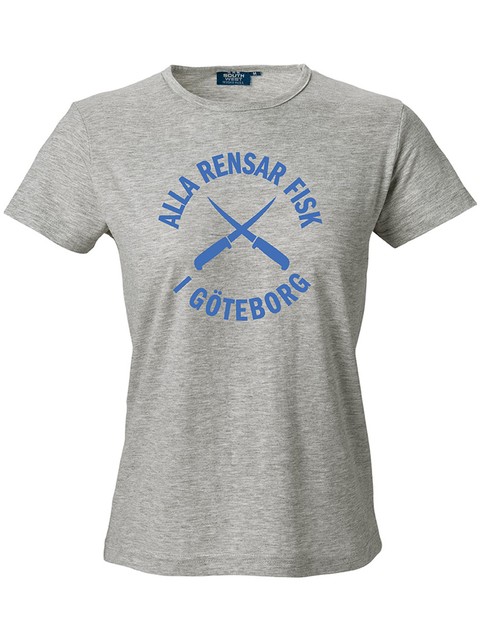 T-shirt Dam, Grå - Alla Rensar Fisk (stor logo)