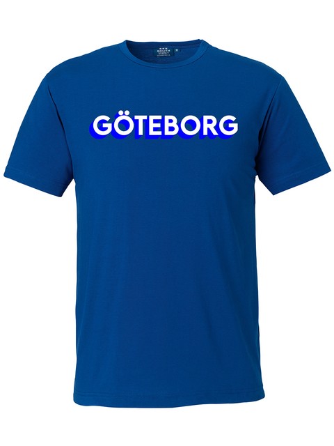 T-shirt Herr, Blå - Göteborg 3D, vit+blå