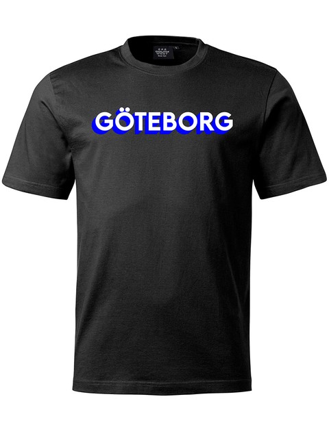 T-shirt Herr, Svart - Göteborg 3D, vit+blå