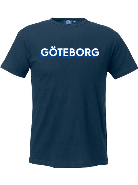 T-shirt Herr, Marinblå - Göteborg 3D, vit+blå