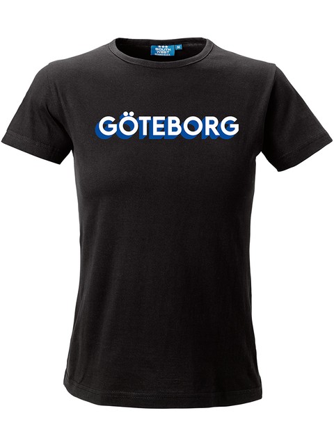 T-shirt Dam, Svart - Göteborg 3D, vit+blå