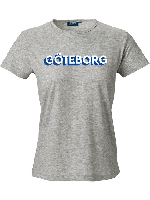 T-shirt Dam, Grå - Göteborg 3D, vit+blå