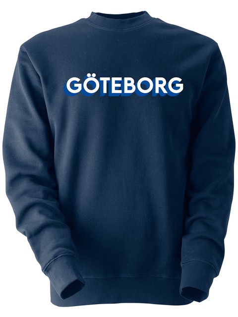 Collegetröja, Marinblå - Göteborg 3D, vit+blå
