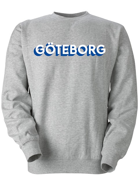 Collegetröja, Grå - Göteborg 3D, vit+blå