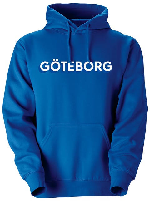 Hoodtröja, Blå - Göteborg 3D, vit+blå