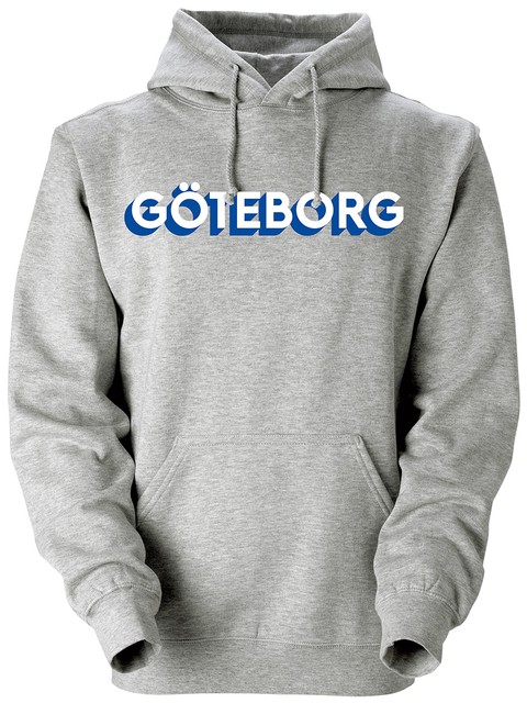 Hoodtröja, Grå - Göteborg 3D, vit+blå