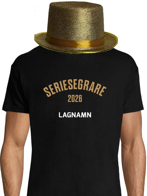 Seriesegrare - T-shirt + Guldhatt, Svart