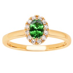 Princess Diana timantti-tsavoriittisormus 0,12ct keltakulta Princess Diana timantti-tsavoriittisormus 0,12ct keltakulta