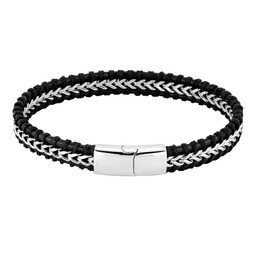 Steel4U rannekoru, musta nahka, teräspanssari Steel4U rannekoru, musta nahka, teräspanssari