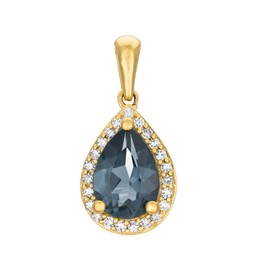 Timantti-topaasiriipus yht. 0,06ct sininen topaasi