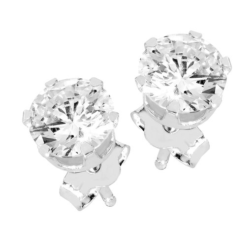 Hopeiset pyöreät zirkoniakorvakorut, kirkas 6 mm