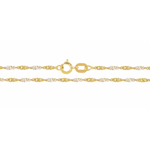 Kultainen kaulaketju, singapore 2-värinen 1,3mm