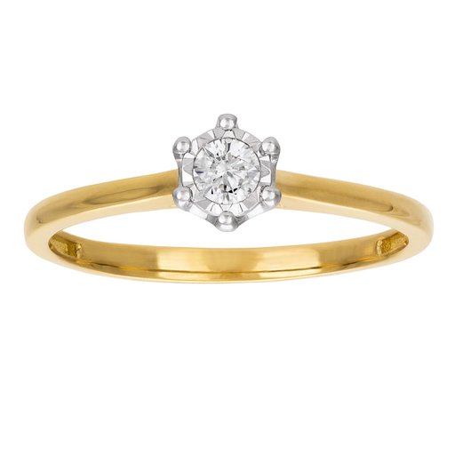 Timanttisormus 0,09ct W/P 14K keltakulta