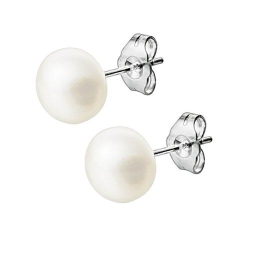 Hopeiset helmikorvakorut 8,5 - 9 mm