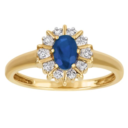 Timantti-safiirisormus 0,05ct, keltakulta