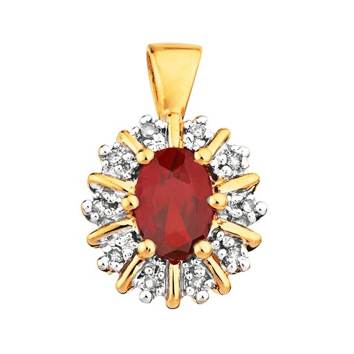 Timantti-rubiiniriipus 0,05ct keltakulta