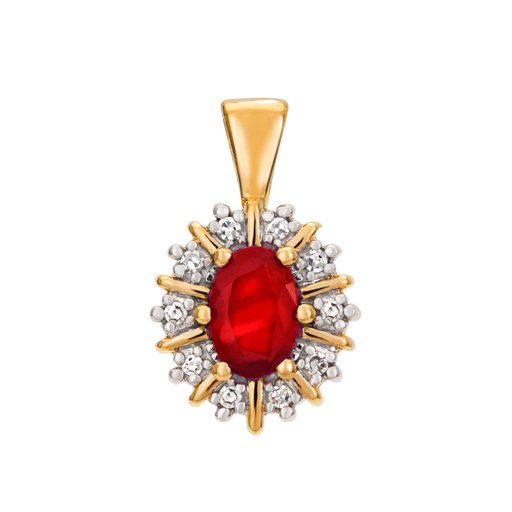 Timantti-rubiiniriipus 0,05ct keltakulta