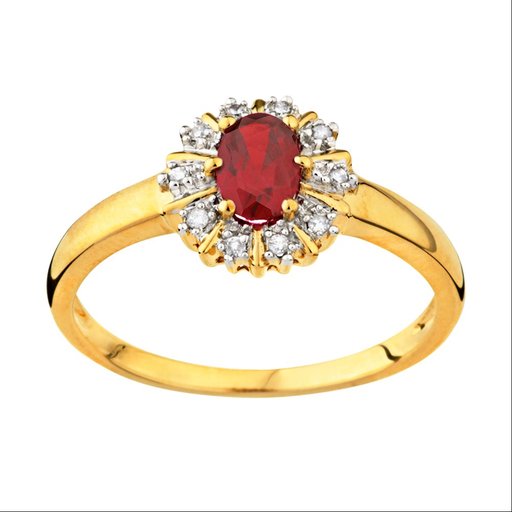 Timantti-rubiinisormus 0,05ct, keltakulta