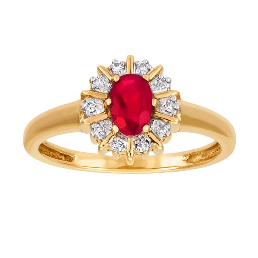 Timantti-rubiinisormus 0,05ct, keltakulta