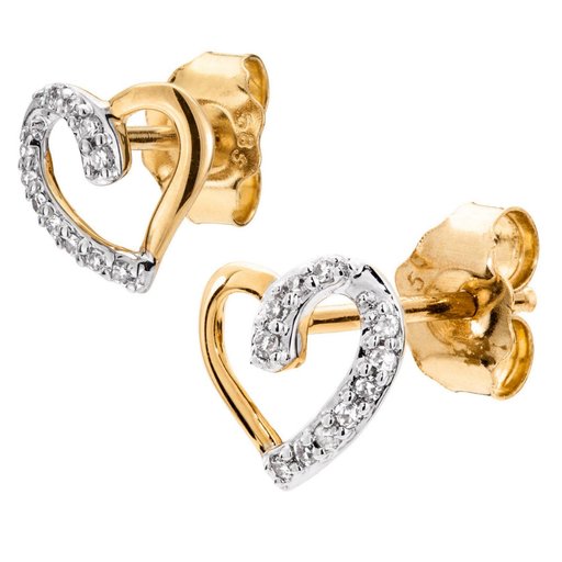 Timanttikorvakorut 0,05ct, sydän keltakulta