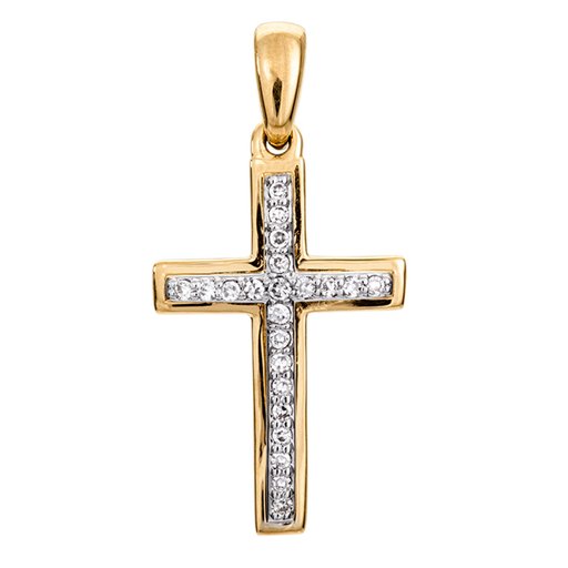 Timanttiriipus 0,06ct risti keltakulta