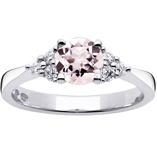 Princess Emma timantti-morganiittisormus 0,18ct valkokulta