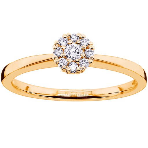 Princess Indira timanttisormus 0,13ct keltakulta