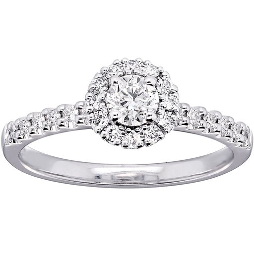 Princess Stephanie timanttisormus 0,49ct valkokulta