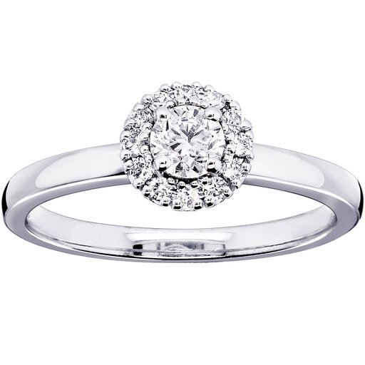 Princess Stephanie timanttisormus 0,37ct valkokulta