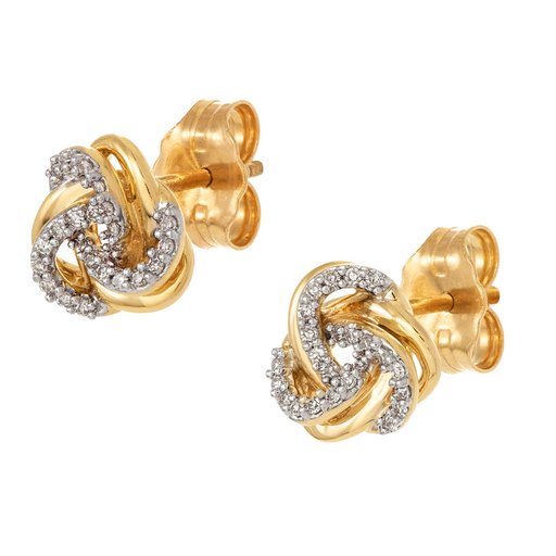 Timanttikorvakorut 0,08ct, solmut keltakulta