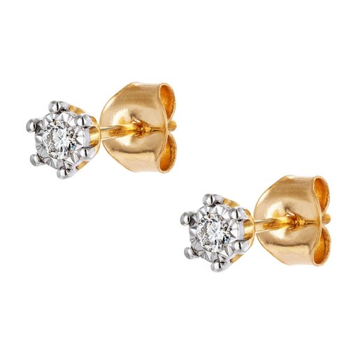 Timanttikorvakorut 0,09ct keltakulta