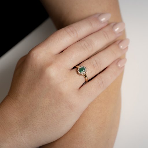 Timantti-smaragdisormus 0,05ct keltakulta