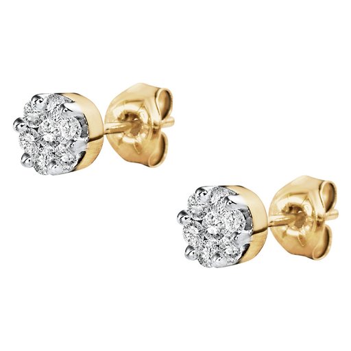 Timanttikorvakorut 0,24ct kukka keltakulta